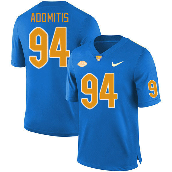 Pitt Panthers #94 Cal Adomitis College Football Jerseys Stitched Sale-Royal